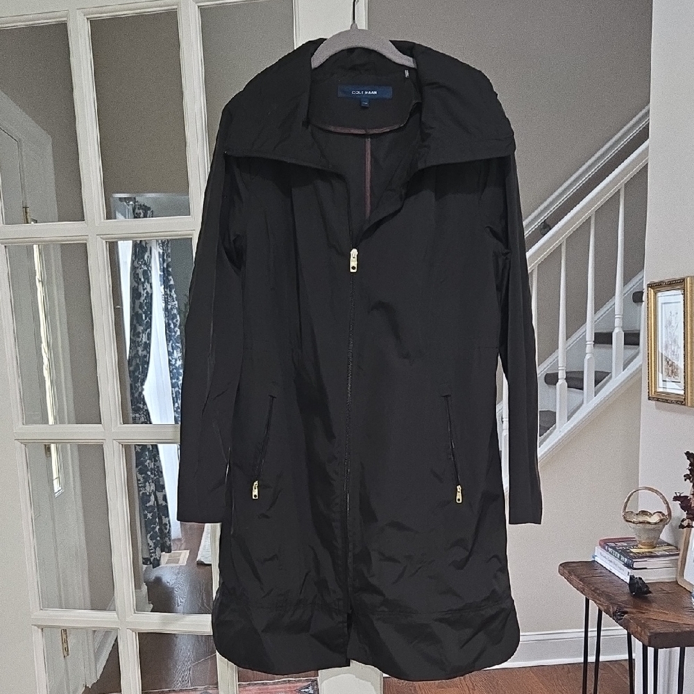Cole Haan Black Coat with Burgundy Trim